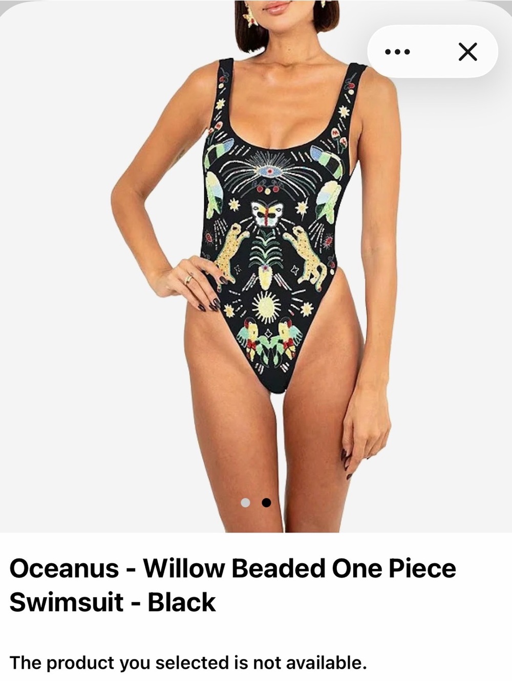 Oceanus Hand-Beaded Jungle One Piece Swimsuit – Black – Size L – Rare